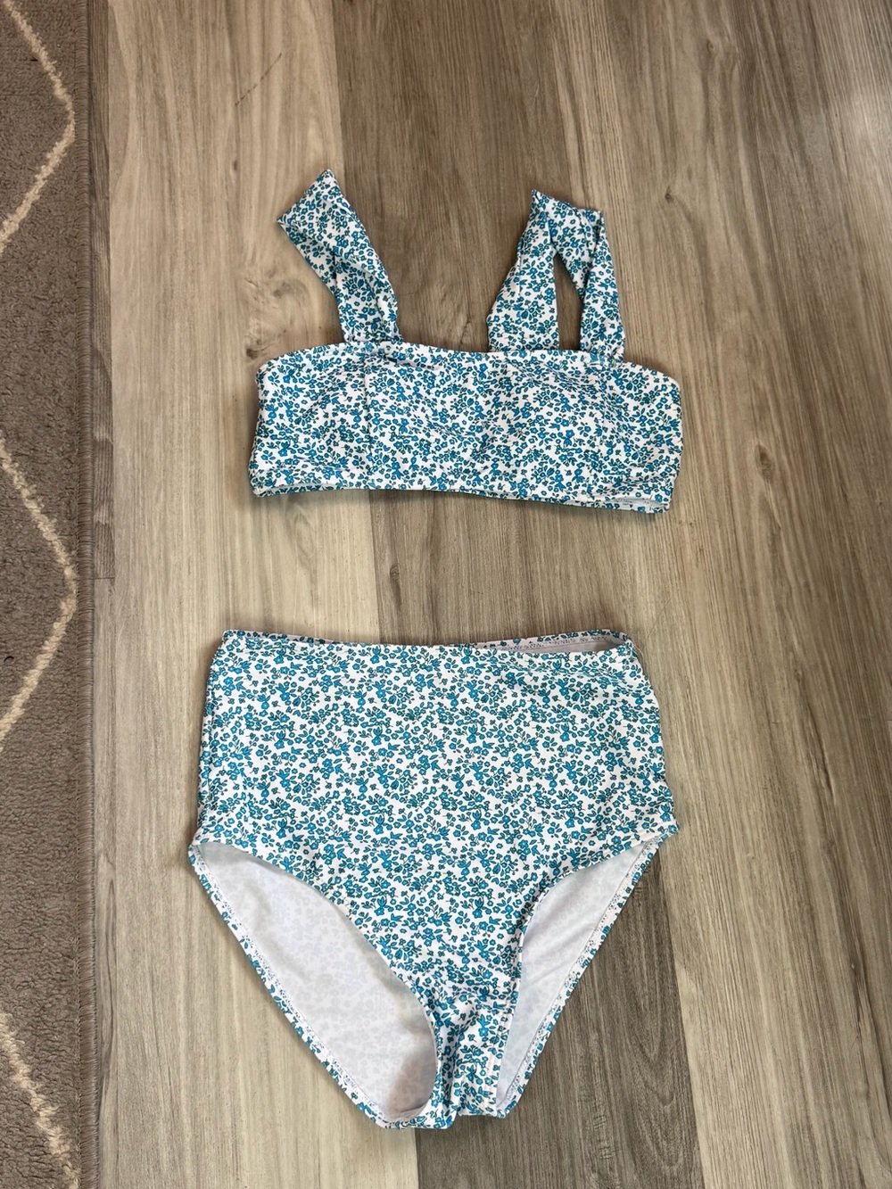 SHEIN Blue Floral High-Waist Bikini Set